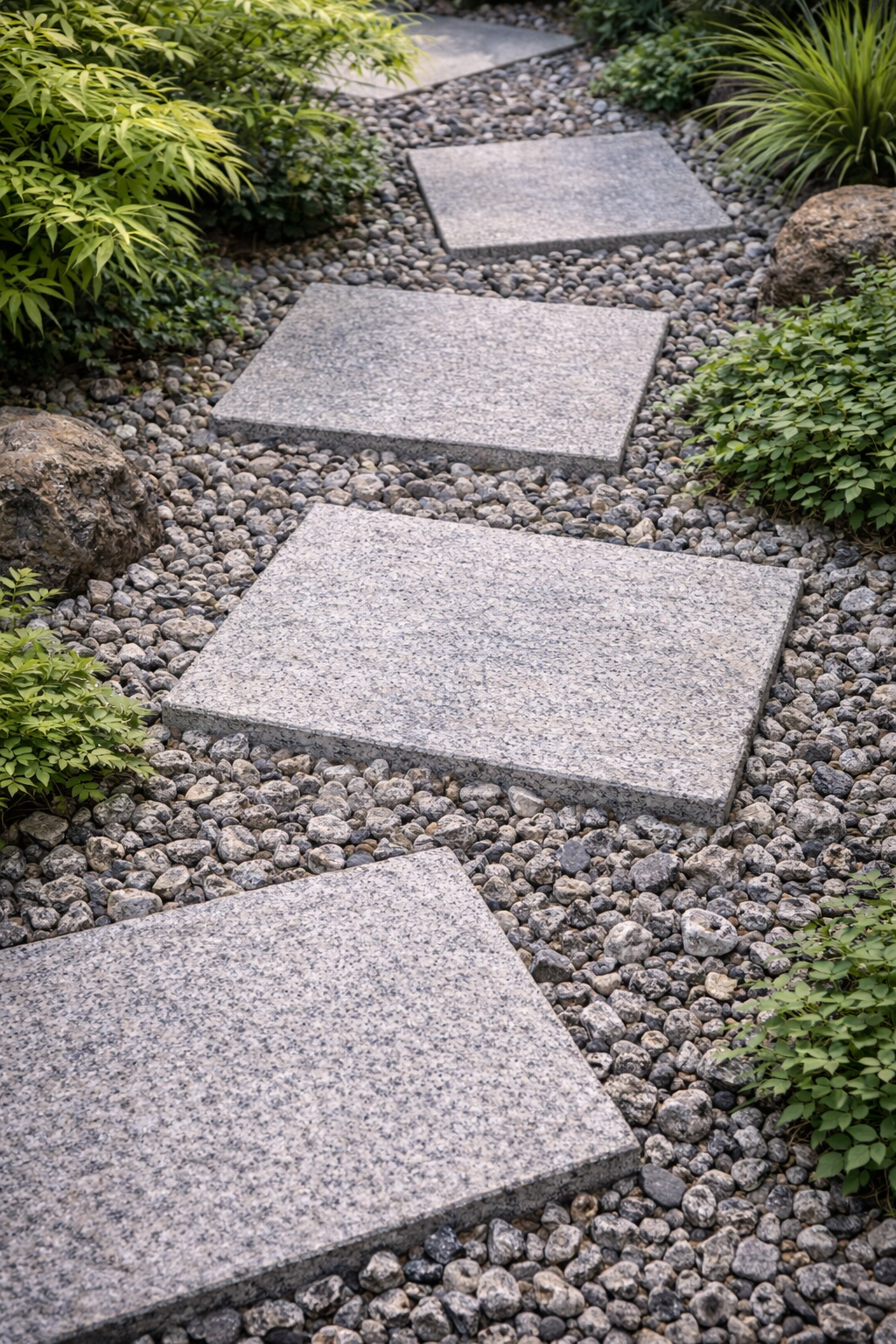 庭の飛び石・砂利にECO再石